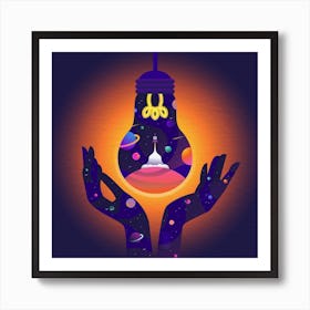 Light Bulb In Hands Art Print