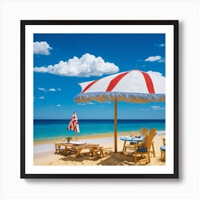 Beautiful Umbrella In Beach Art Print
