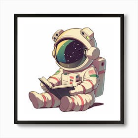 Astronaut Reading A Book 2 Art Print