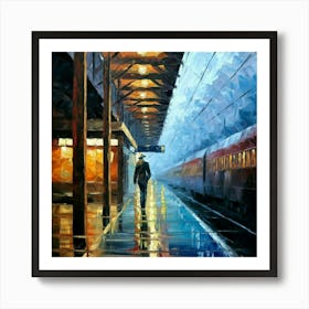 Train Station At Night 5 Art Print