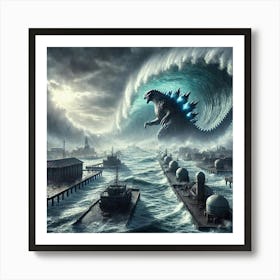 A Dramatic Scene Showing Maelstrom The Storm Leviathan Tidal Surge Art Print