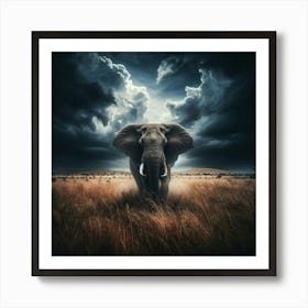 Elephant In A Stormy Sky Art Print