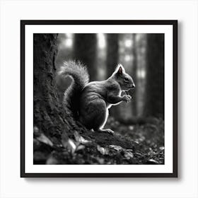 Black And White Squirrel 2 Art Print