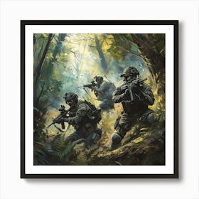 Scouts In The Woods 1 Art Print