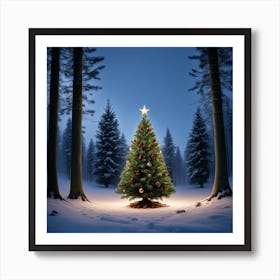 Christmas Tree In The Snow 12 Art Print