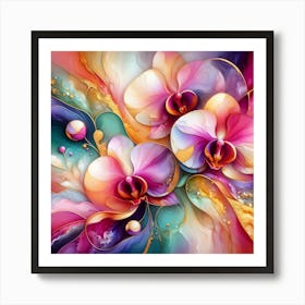 Abstract Contemporary Orchids Art Print