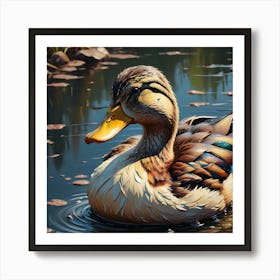 Duck In Water Art Print