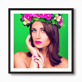 Woman with Flower Crown Art Print