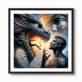 Dragon And Man Art Print