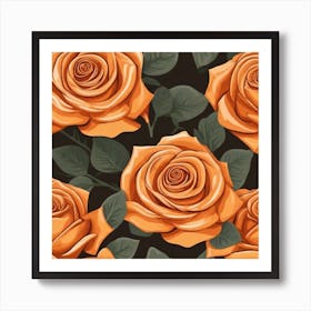 Orange Roses Seamless Pattern 5 Art Print