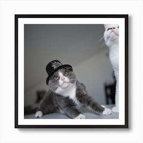 Two Cats In A Hat Art Print