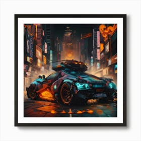 Pumpkin Car (Cyberpunk37) Art Print