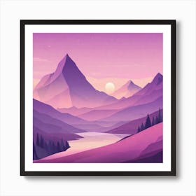 Misty mountains background in purple tone 131 Poster