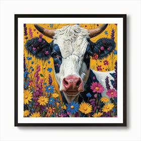 Cow In The Meadow Art Print