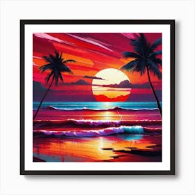 Sunset At The Beach 239 Art Print