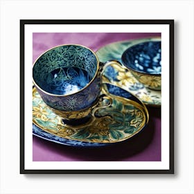 Imagine The Sgraffito Glass Technique On Teacups Art Print