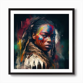 Powerful American Native Warrior Woman  #1 Art Print