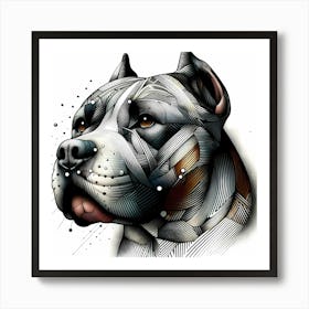 Pitbull Head - Abstract Line Art Illustration 54 Art Print