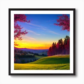 Sunset In The Mountains 15 Art Print