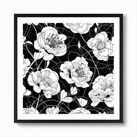 Black And White Floral Pattern Art Print