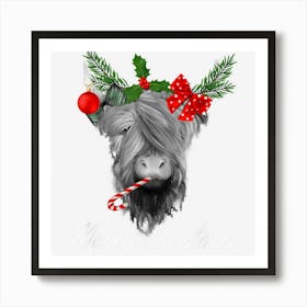 Merry Christmas Highland Cow Art Print