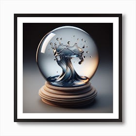 Liquid 3D Splash Inside A Crystal Ball Art Print