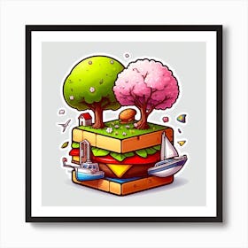 Cartoon Illustration Of A Sandwich Art Print