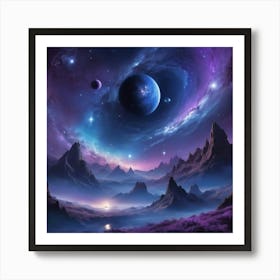 A breathtaking night sky filled with shimmering stars, glowing planets, and swirling nebulae. The scene is both mystical and serene, with deep blues and purples creating a sense of infinite wonder 2 Poster