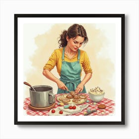 Woman Cooking Kitchen Art Print