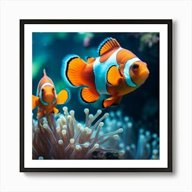 Vibrant Clownfish Duo in Coral Reef Art Print