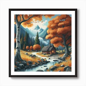 A peaceful, lively autumn landscape 1 Art Print