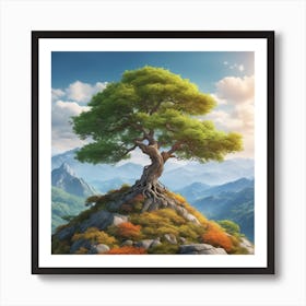 Lone Tree On Top Of Mountain 62 Art Print