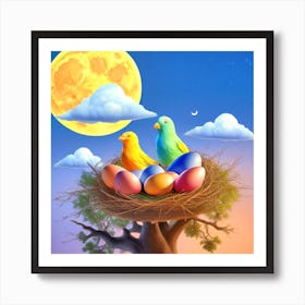 Easter Birds In The Nest 6 Art Print