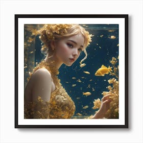 Golden girl underwater Póster