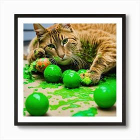 Five Cats Playing With Balls 1 Art Print