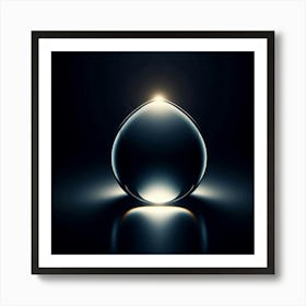Elegant, Dark, and Mysterious Black Glass Orb Floating in a Void with a Single Light Source Creating a Shiny Reflective Surface and a Long Shadow on the Dark Plane Below Art Print