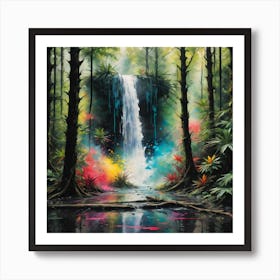 Waterfall In The Forest Art Print