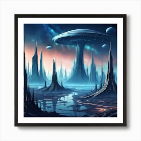 Starry Extraterrestrial Metropolis Art Print