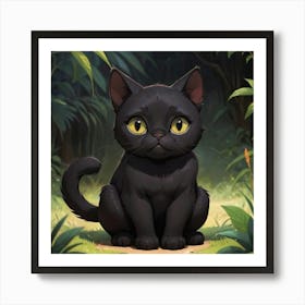 Black Cat In The Forest Art Print