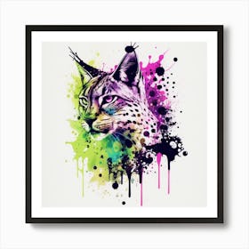 Lynx Splatter Painting Art Print