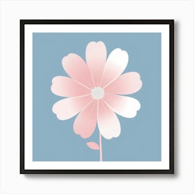 A White And Pink Flower In Minimalist Style Square Composition 361 Art Print