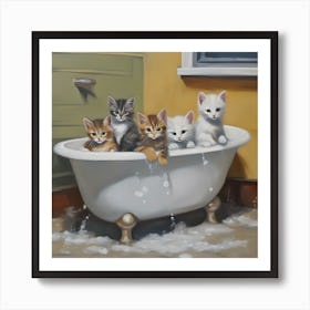 Kittens In The Bath Art Print