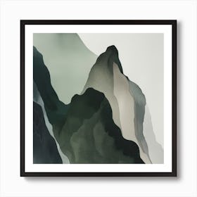 Japanese Watercolour Of Mount Hotaka 1 Art Print