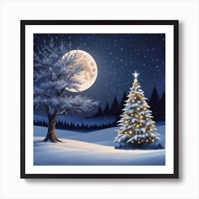 Christmas Tree In The Snow Art Print