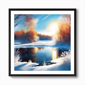 Winter Sunshine across a Frozen Landscape Art Print