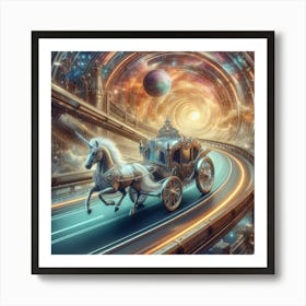 Futuristic Unicorn Carriage Art Print