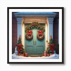 Christmas Decoration On Home Door Trending On Artstation Sharp Focus Studio Photo Intricate Deta (5) Art Print