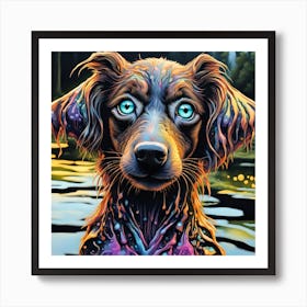 Dog With Blue Eyes Art Print