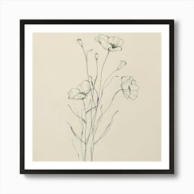 Line Art Of Flowers Art Print