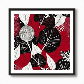 Black And Red Leaves Art Print